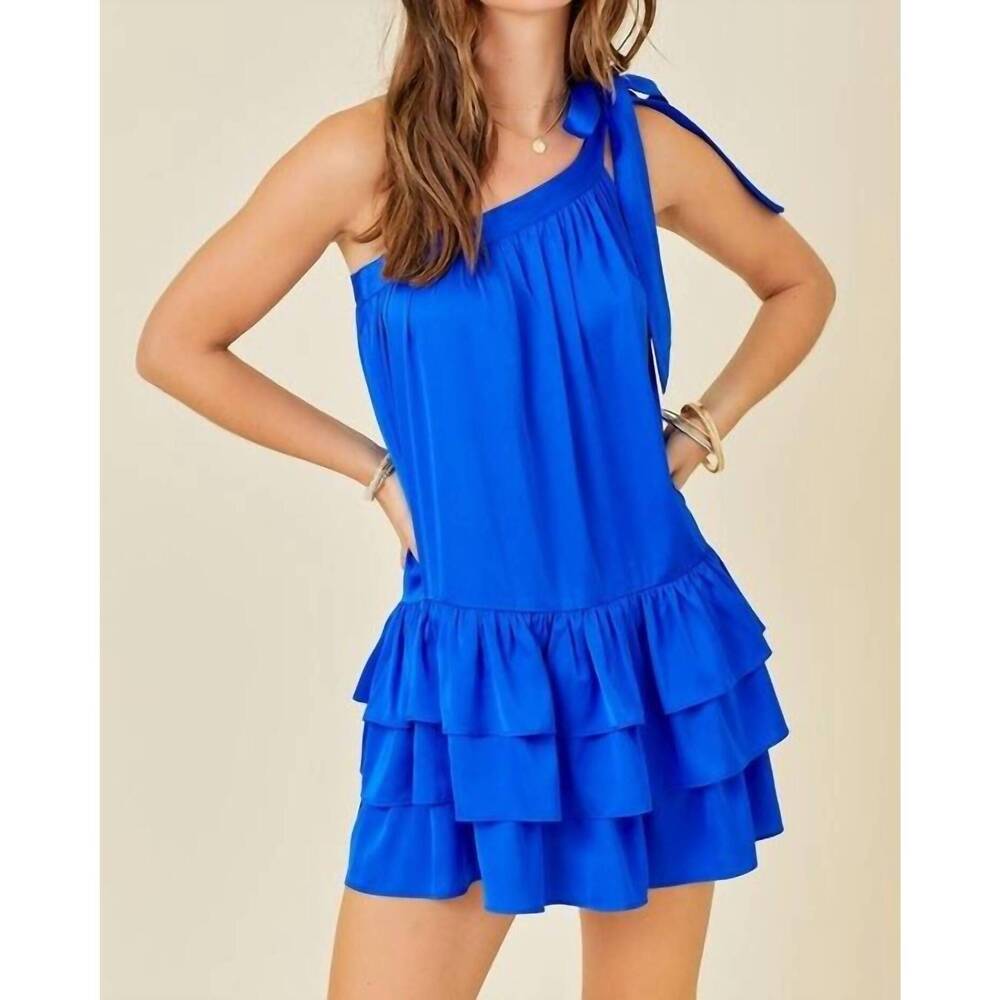 NEW STYLE U satin mini dress in blue